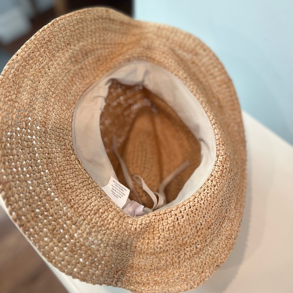 Ale by Alessandra Arabella Raffia Feather Beaded Cowboy Hat UPF 40 Tan One Size - Picture 9 of 11